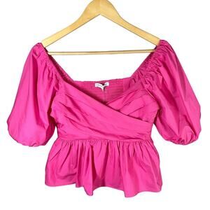 English Factory Shirring Detail Puff Sleeve Top Size Small Casual